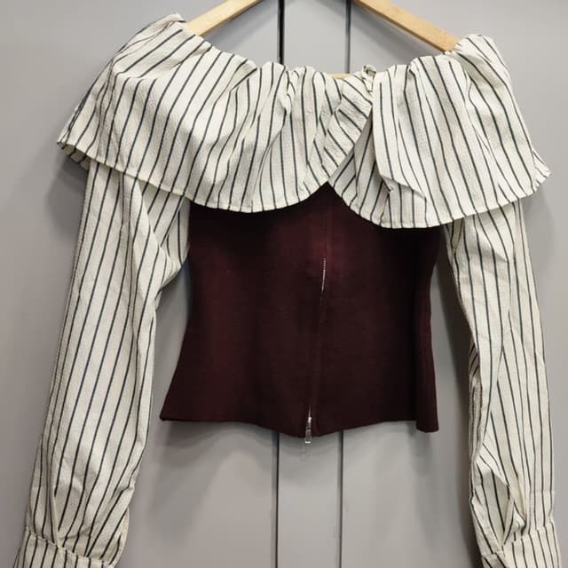 Burgundy, Off-White, Black Top