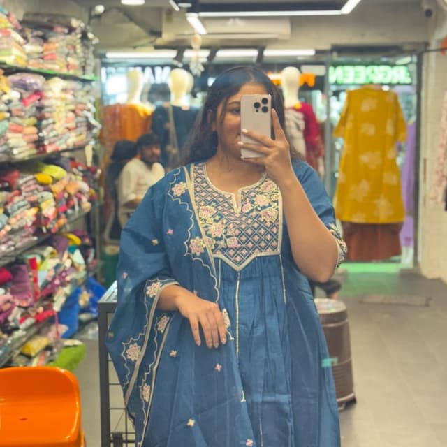 Teal, White, Pink, Gold Kurta with Dupatta