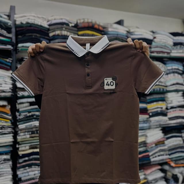 Brown, White, Black Polo Shirt
