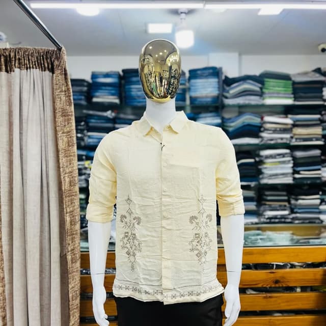Cream and Brown Shirt