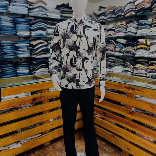 White, Black Shirt and Trousers