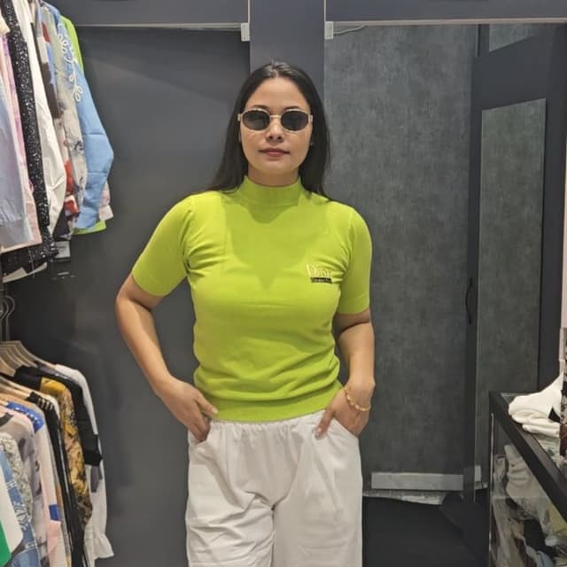 Green and White Top and Pants