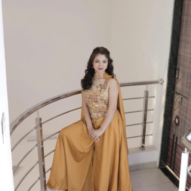 Mustard yellow and multi-colored Sharara suit