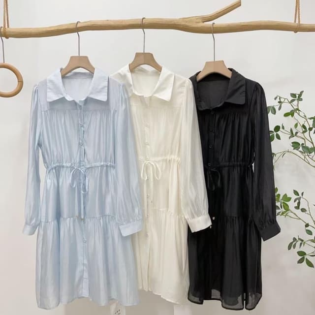 Light Blue, White, and Black Dress