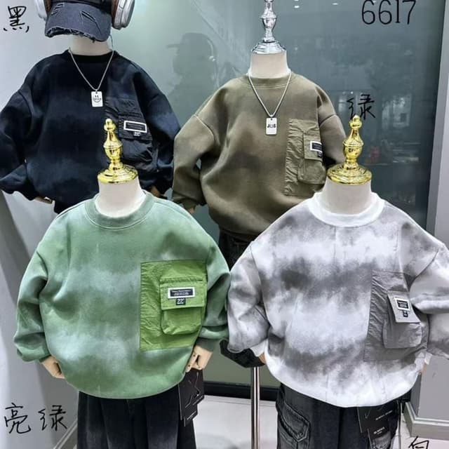 Green, Grey, Black, Olive Green Sweatshirt