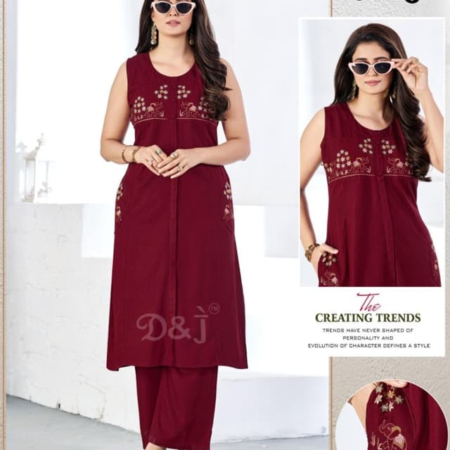 Maroon Kurta with pants