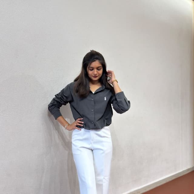 Charcoal Grey and White Shirt and Trousers