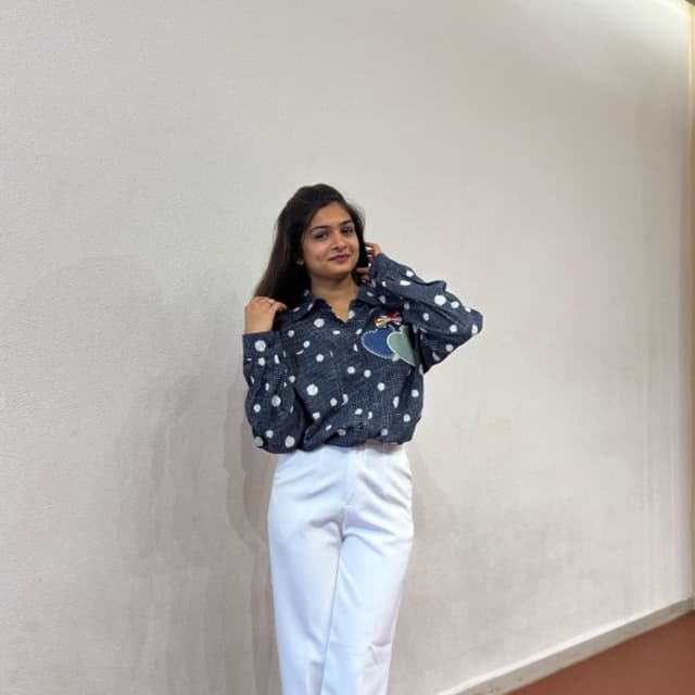 Navy blue and white Shirt and Trousers
