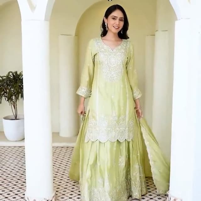 Light Green and Silver Kurta