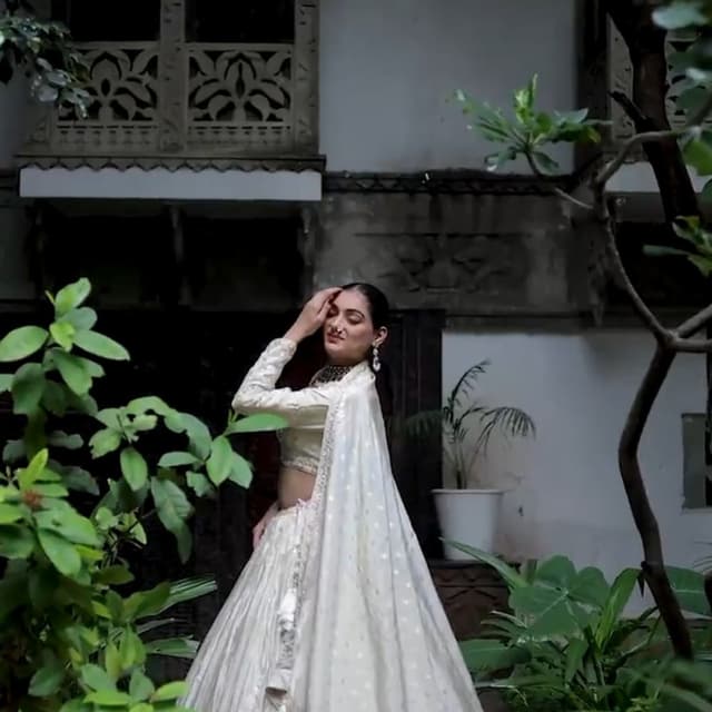 Ivory, Silver Lehenga Choli