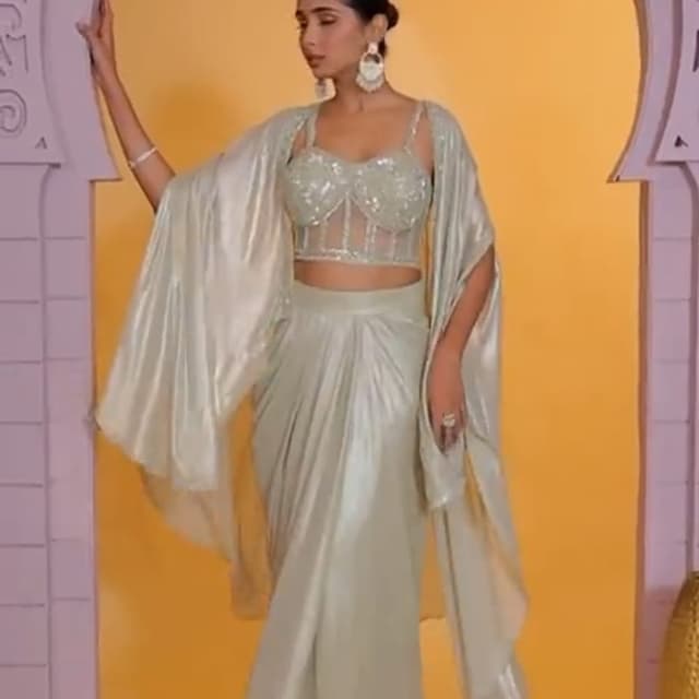 Pale Green and Silver Blouse and Cape