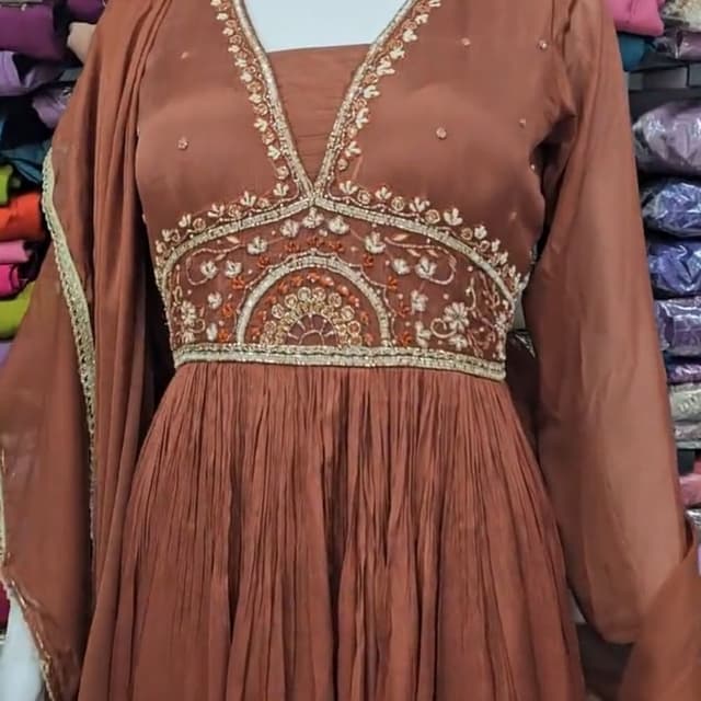 Brown, Gold Dress