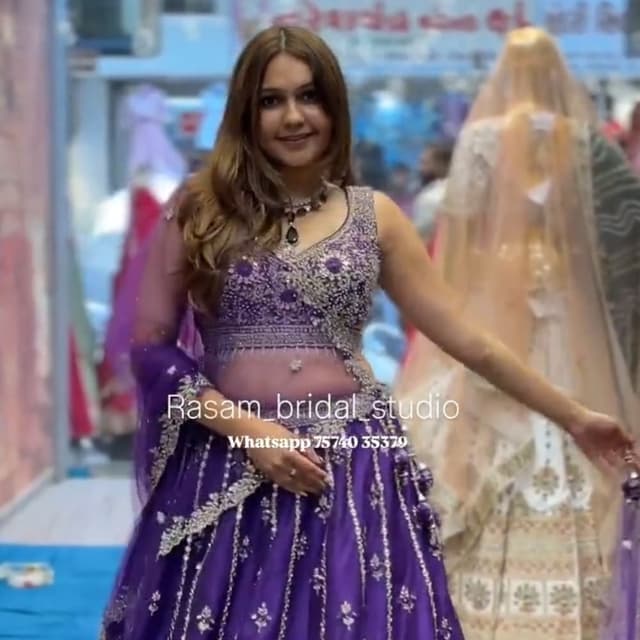 Purple and Silver Lehenga Choli