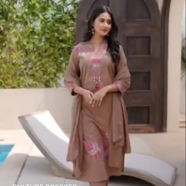 Beige and Pink Salwar Kameez Suit