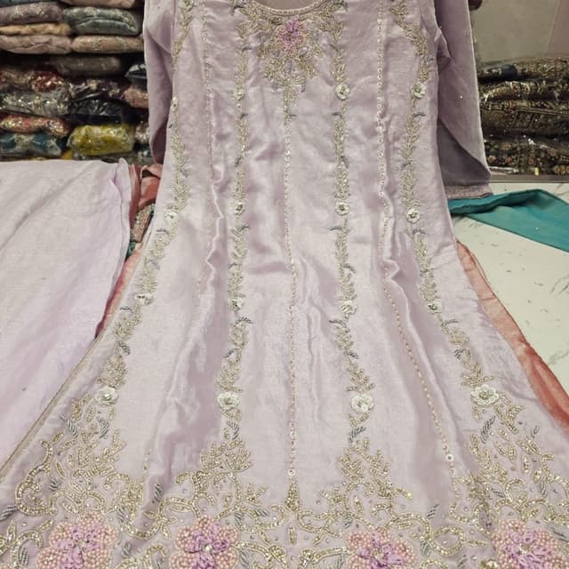 Lavender, Silver, Pink Anarkali Dress