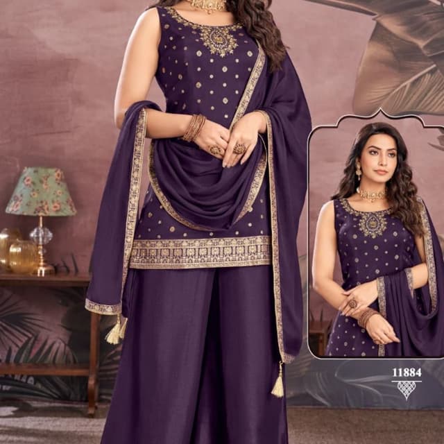 Purple and Gold Palazzo Suit