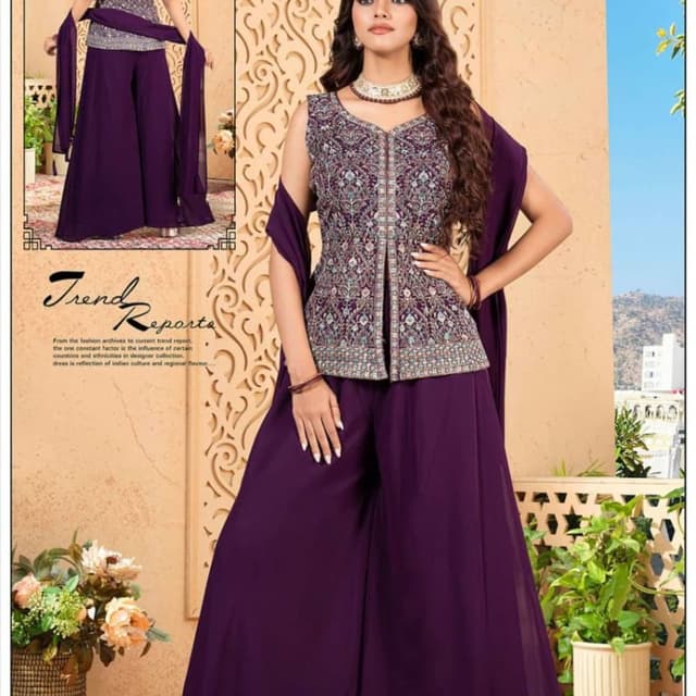 Purple, Silver Palazzo Suit