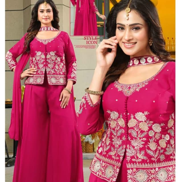 Magenta, Gold, Silver Salwar Suit Set