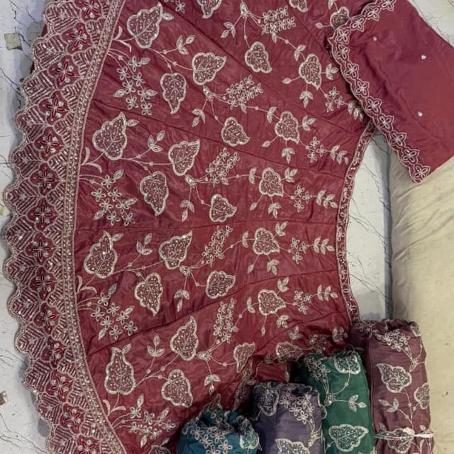 Burgundy, Silver Lehenga Choli