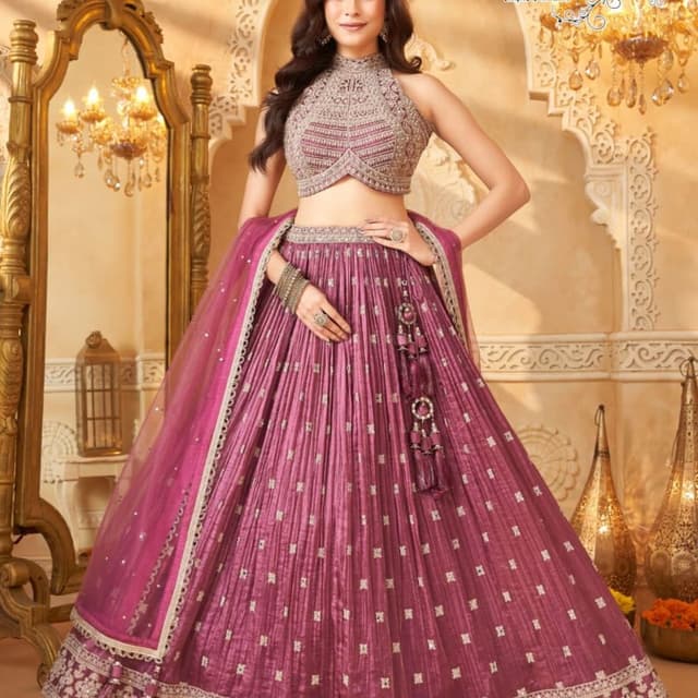Magenta, Silver Lehenga Choli