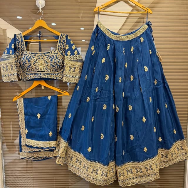 Blue and Gold Lehenga Choli