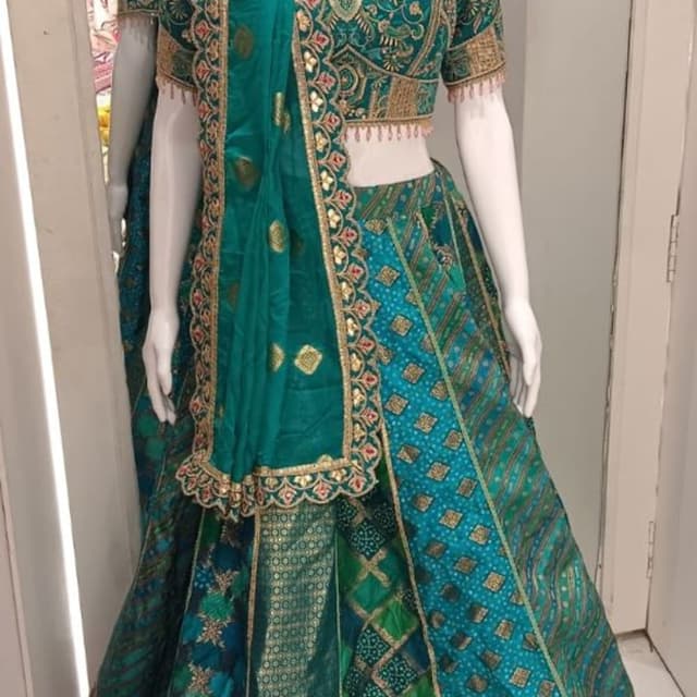 Teal, Green, Gold, Pink Lehenga Choli