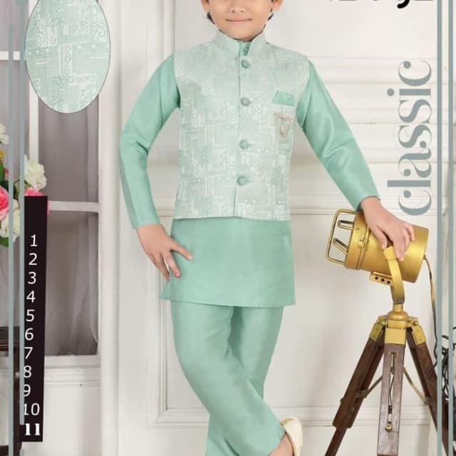 Sea Green, White Kurta Set