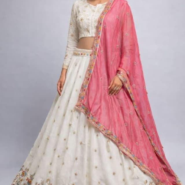 Ivory, Pink, Multicolor Lehenga Choli