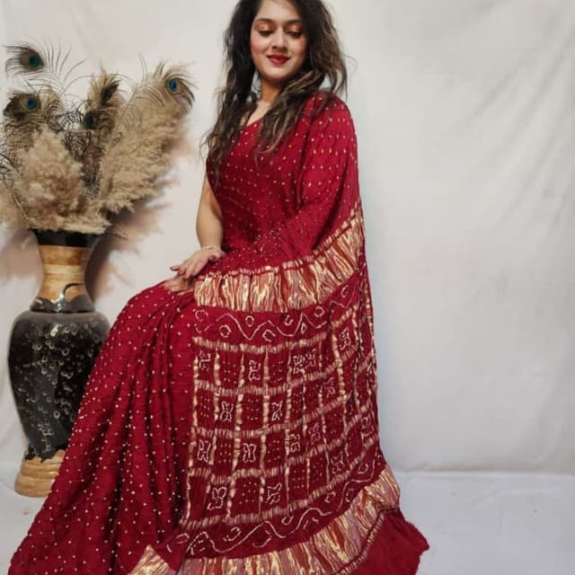 Maroon and Gold Saree