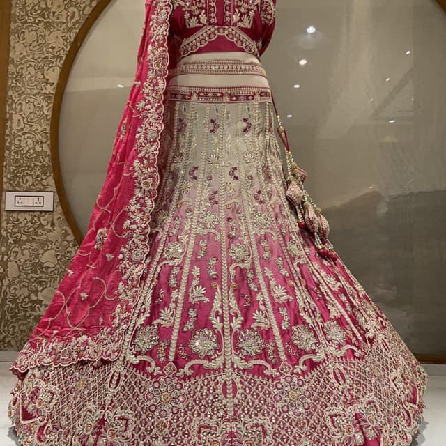 Pink, White, Gold Lehenga Choli
