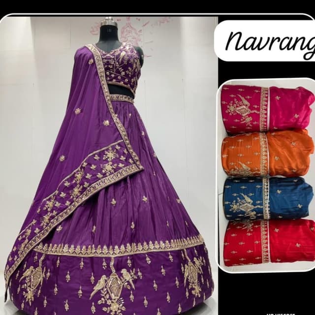 Purple and Gold Lehenga Choli