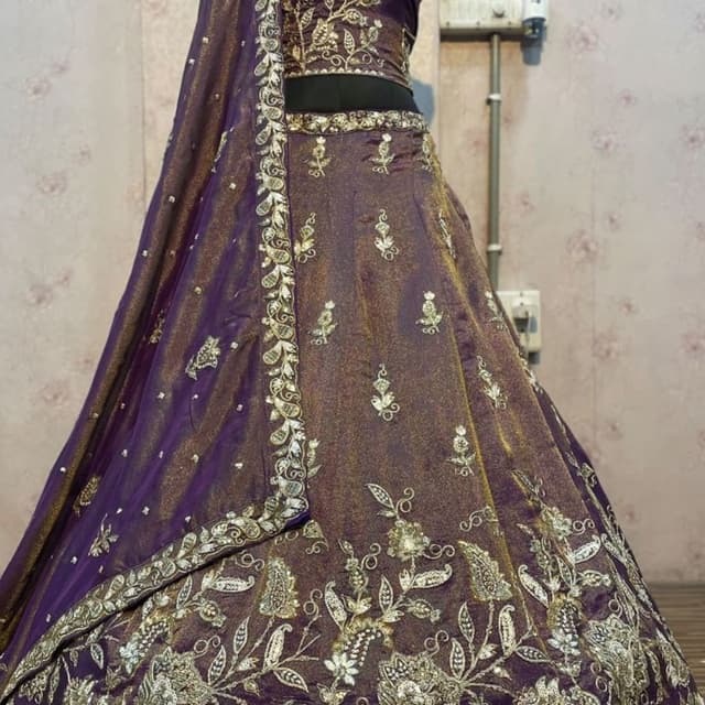 Purple and Gold Lehenga Choli