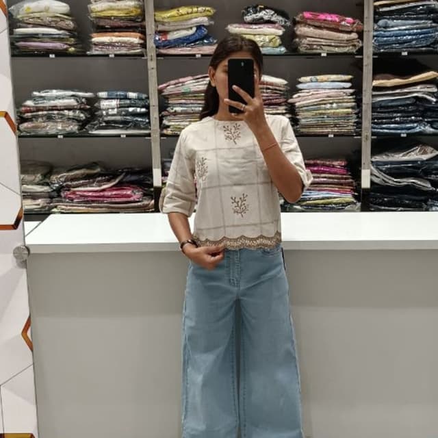 Beige and Light Brown Top