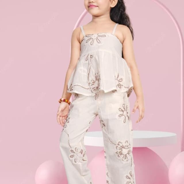 Off-white and brown Top and Pants Set