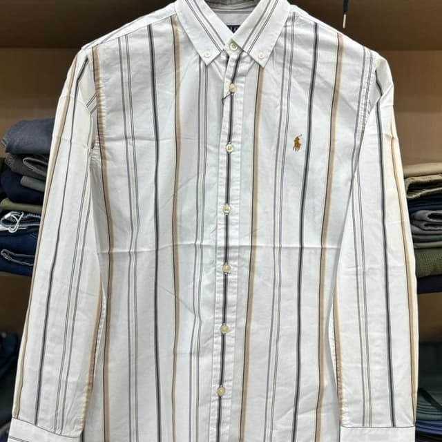 White, Beige, Gray, and Black Shirt