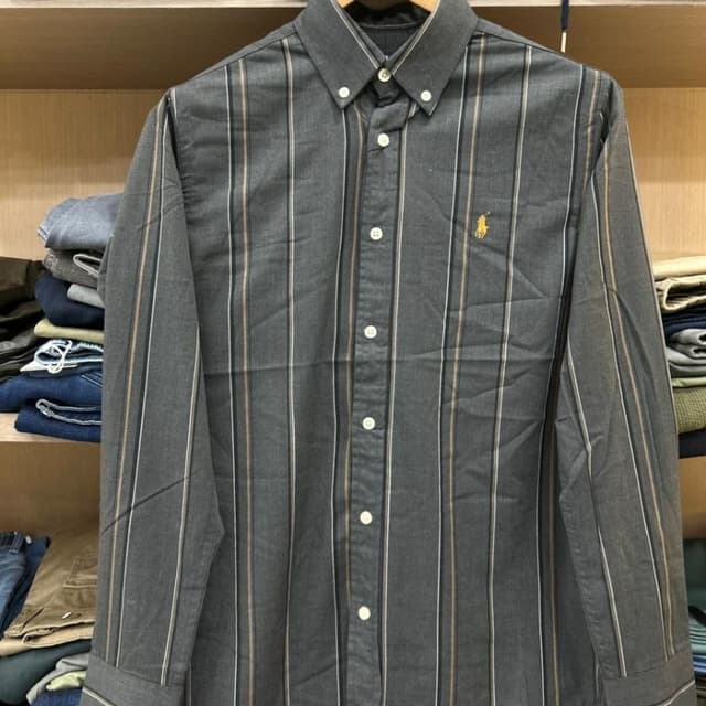 Charcoal Grey, White, Brown Shirt