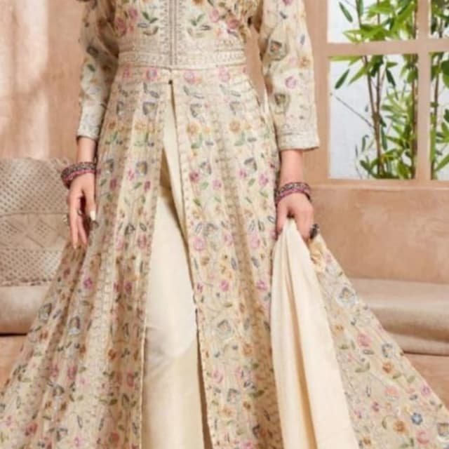 Cream, Pastel Colors Anarkali Suit