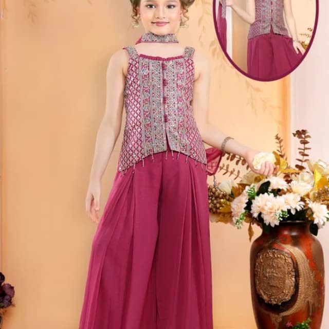 Magenta, Silver Sharara Suit
