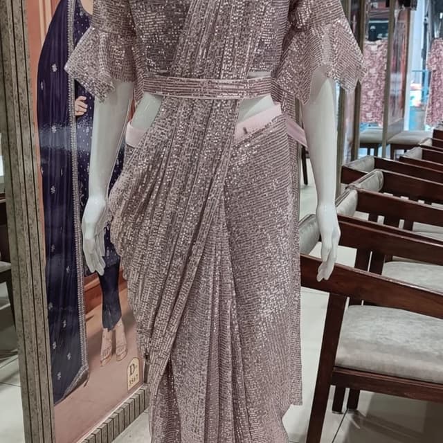 Mauve with sequin finish Saree