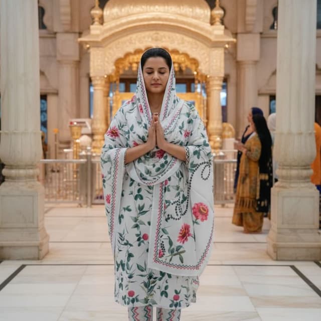 White, Green, Pink Salwar Kameez with Dupatta