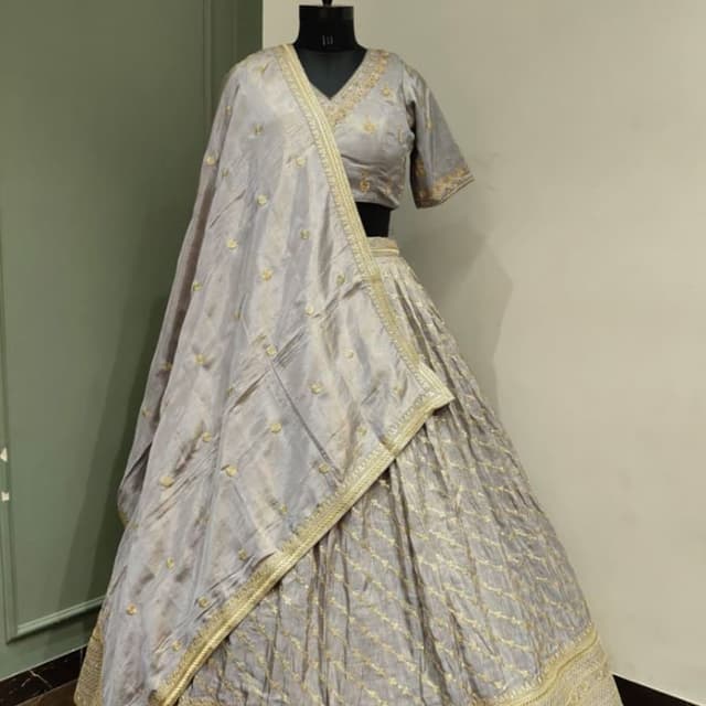 Gray and Gold Lehenga Choli