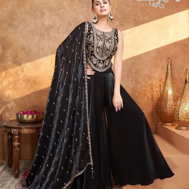 Black and Gold Palazzo Suit