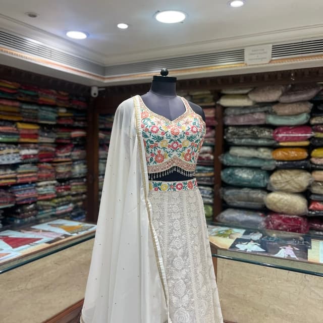 White, Multicolor Lehenga Choli
