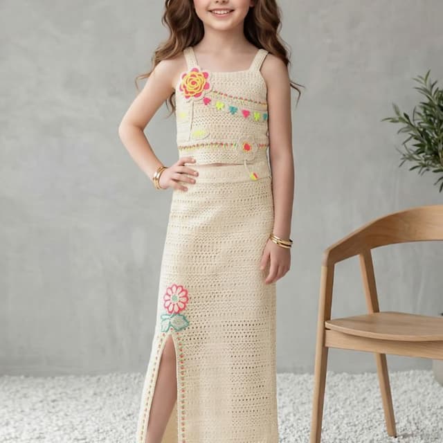 Cream, yellow, pink, green Dress