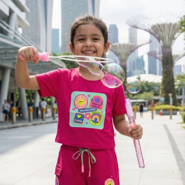 Pink, Multicolor T-shirt and Shorts Set