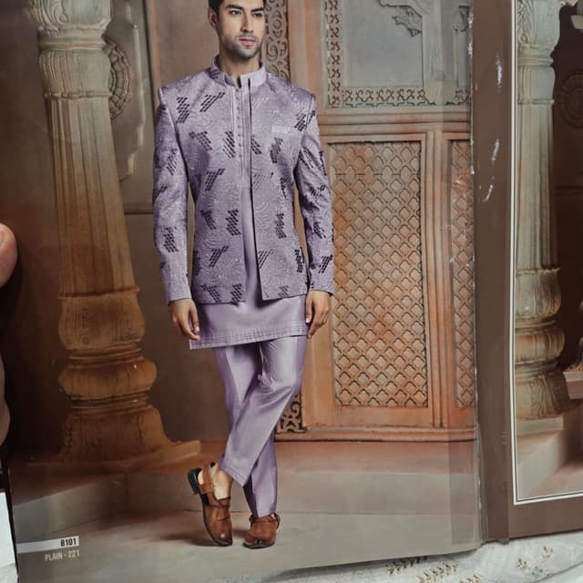 Lavender Jacket, Kurta, Trousers