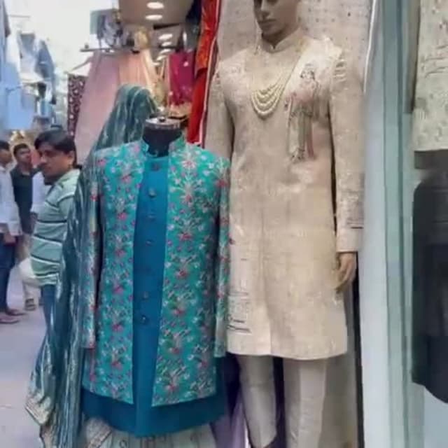 Teal, Turquoise, Beige, Gold, Light Blue Sherwani, Lehenga, Jacket