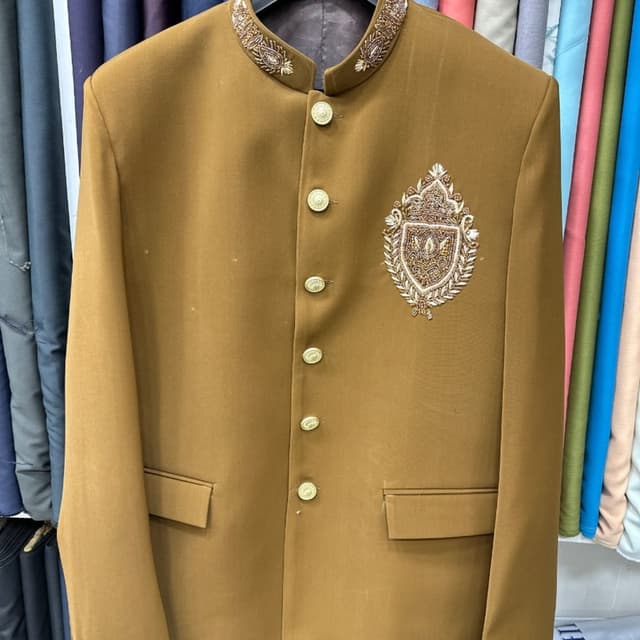Mustard Yellow with Gold and Beige work