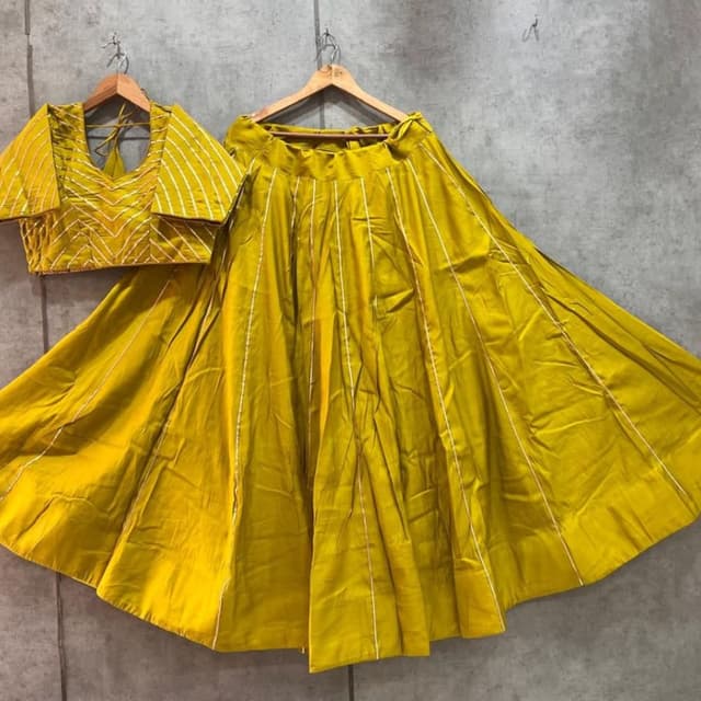 Mustard Yellow and White Lehenga