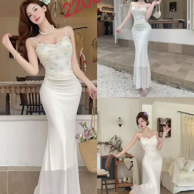 White, light blue Dress